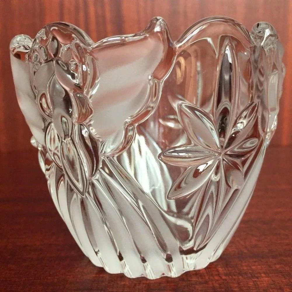 Mikasa Angel Frosted Glass Candle Holder Jar Stars